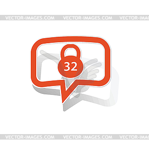 Kettlebell message sticker, orange - vector image