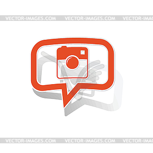 Square camera message sticker, orange - vector clipart