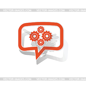 Gears message sticker, orange - stock vector clipart