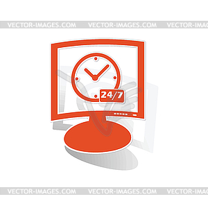 Overnight daily monitor sticker, orange - vector image