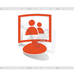 Contacts monitor sticker, orange - vector image