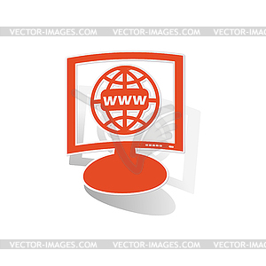 Global network monitorsticker, orange - vector clipart