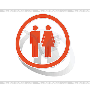 Man woman sign sticker, orange - vector clipart