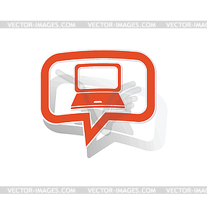 Ноутбук наклейка сообщение, оранжевый - изображение в векторе