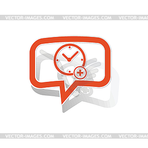 Add time message sticker, orange - vector clip art