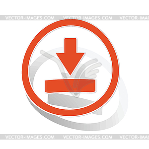 Download sign sticker, orange - vector clip art