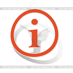 Information sign sticker, orange - vector image