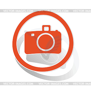 Camera sign sticker, orange - vector EPS clipart