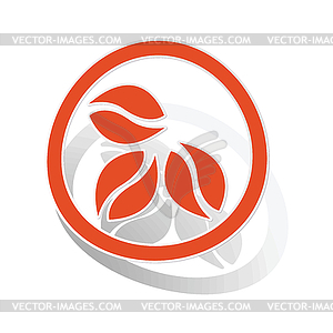 Coffee sign sticker, orange - vector clip art