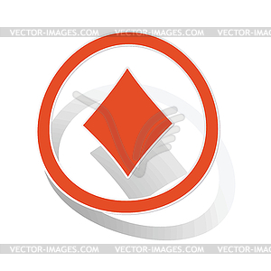 Diamonds sign sticker, orange - vector image