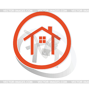 Cottage sign sticker, orange - vector image