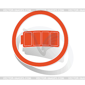 Полная батарея знак стикер, оранжевый - векторный клипарт