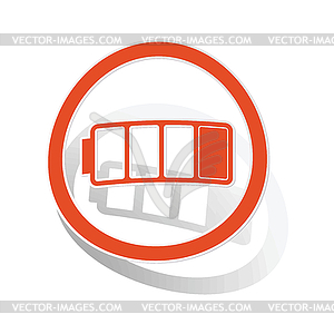 Low battery sign sticker, orange - vector image