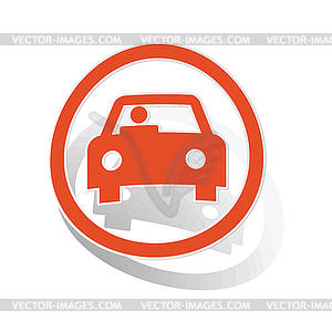 Car sign sticker, orange - vector clipart
