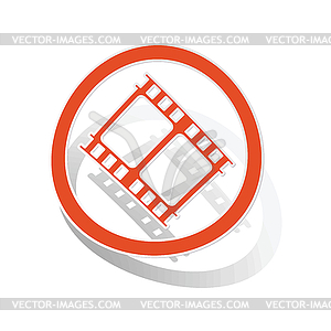 Movie sign sticker, orange - vector image