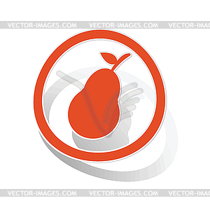 Pear sign sticker, orange - stock vector clipart