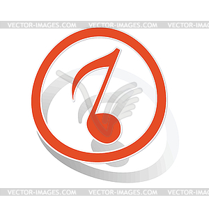 Music sign sticker 3, orange - vector clip art