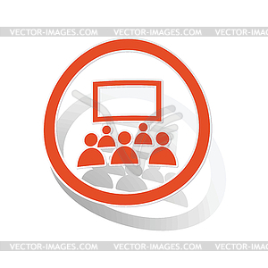 Cinema sign sticker, orange - vector clipart