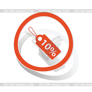 Discount sign sticker, orange - vector clipart