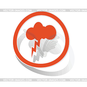 Thunderbolt sign sticker, orange - vector clipart