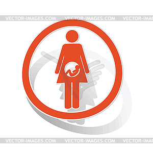 Pregnant sign sticker, orange - vector image