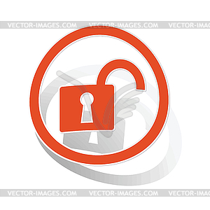 Unlocked sign sticker, orange - royalty-free vector image