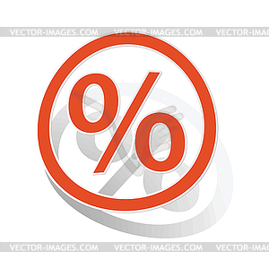 Percent sign sticker, orange - vector clip art