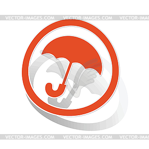 Umbrella sign sticker, orange - vector image