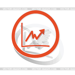 Rising graphic sign sticker, orange - vector image