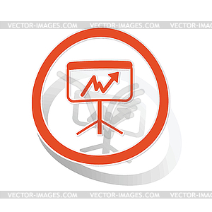 Graphic presentation sign sticker, orange - stock vector clipart