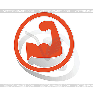Powerlifting sign sticker, orange - vector clip art