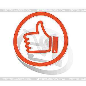 Like sign sticker, orange - vector clipart