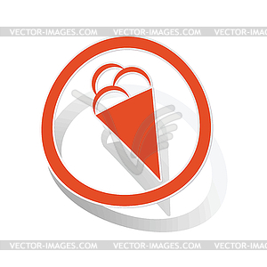 Ice cream sign sticker, orange - vector image