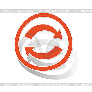 Refresh sign sticker, orange - vector clipart