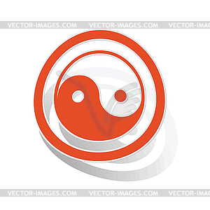 Ying yang sign sticker, orange - color vector clipart