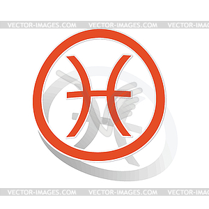 Pisces sign sticker, orange - vector image