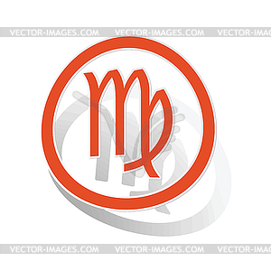 Virgo sign sticker, orange - royalty-free vector clipart