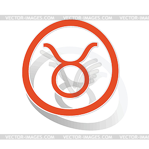 Taurus sign sticker, orange - vector clipart