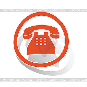 Telephone sign sticker, orange - vector clip art