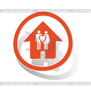 Пара дом знак стикер, оранжевый - векторная графика