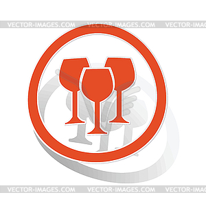 Wine glass sign sticker, orange - royalty-free vector clipart