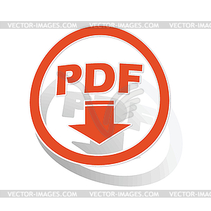 PDF download sign sticker, orange - vector clipart