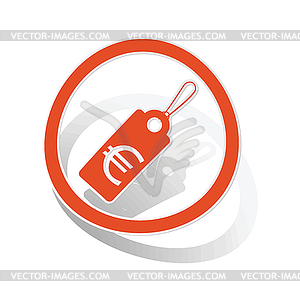 Euro price sign sticker, orange - vector clip art