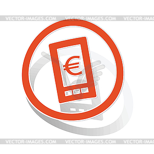 Euro screen sign sticker, orange - vector image