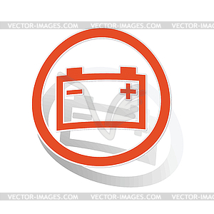 Аккумулятор знак стикер, оранжевый - клипарт в векторном виде