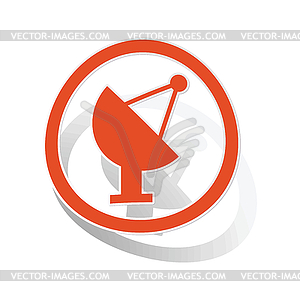 Satellite dish sign sticker, orange - vector clip art