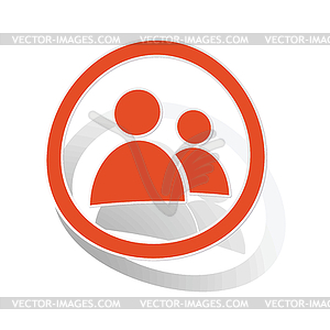Contacts sign sticker, orange - vector clip art