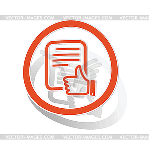 Good document sign sticker, orange - vector clipart / vector image