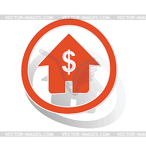 Dollar house sign sticker, orange - vector clipart