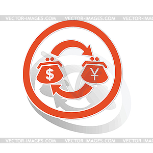 Dollar-yen trade sign sticker, orange - royalty-free vector clipart
